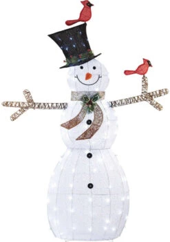 6' Cool White LED Mesh Cloth Snowman Lighted Decoration -Courtyard Home Furnishings Store 988829