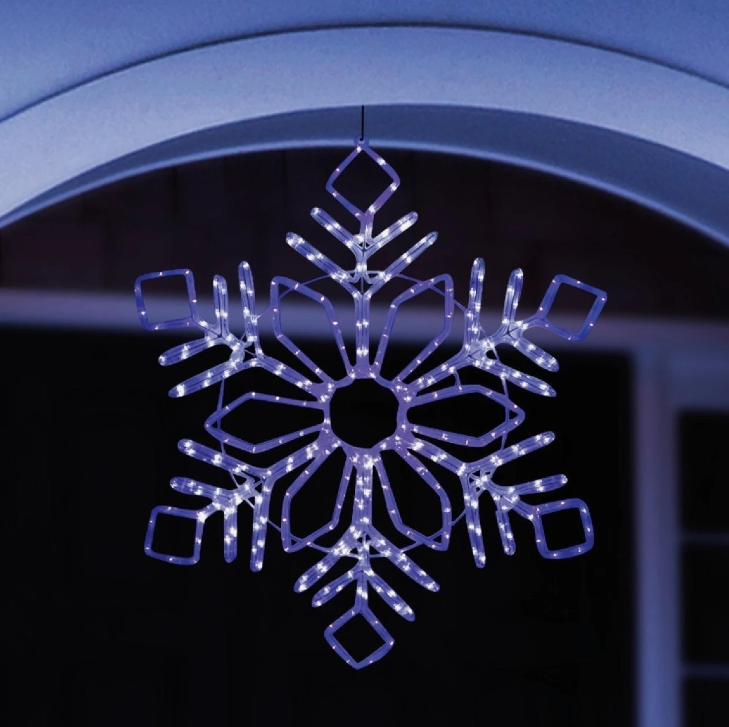 32" Cool White & Blue Motion LED Snowflake Lighted Decoration 2 32" Cool White & Blue Motion LED Snowflake Lighted Decoration - Image 2