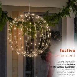 8" Foldable Metal LED Sphere Hanging Ornament (3-Pack) 31 8" Foldable Metal LED Sphere Hanging Ornament (3-Pack) -Courtyard Home Furnishings Store 988833 4