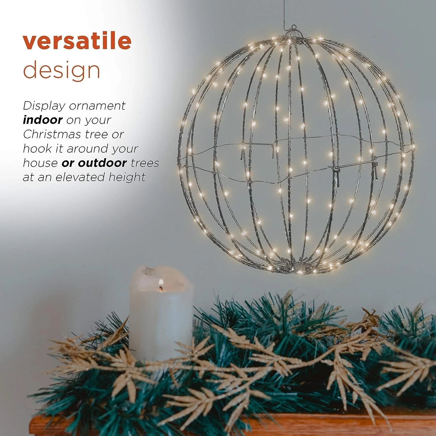 8" Foldable Metal LED Sphere Hanging Ornament (3-Pack) 10 8" Foldable Metal LED Sphere Hanging Ornament (3-Pack) - Image 10