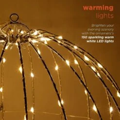 8" Foldable Metal LED Sphere Hanging Ornament (3-Pack) 32 8" Foldable Metal LED Sphere Hanging Ornament (3-Pack) -Courtyard Home Furnishings Store 988833 6