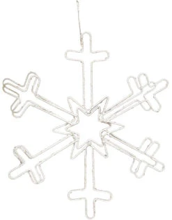 18" Warm White LED Hanging Snowflake Lighted Decoration -Courtyard Home Furnishings Store 988836