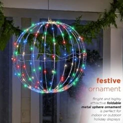 8" Foldable Metal LED Sphere Hanging Ornament (3-Pack) 25 8" Foldable Metal LED Sphere Hanging Ornament (3-Pack) -Courtyard Home Furnishings Store 988838 4