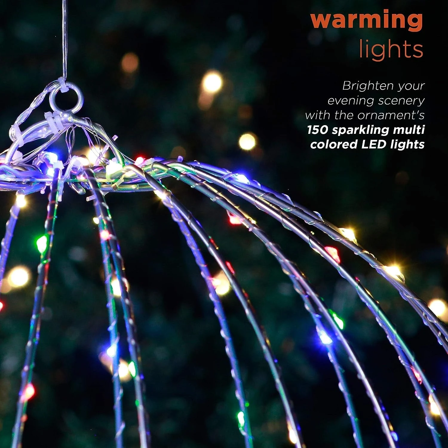 8" Foldable Metal LED Sphere Hanging Ornament (3-Pack) 5 8" Foldable Metal LED Sphere Hanging Ornament (3-Pack) - Image 5