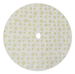 48" Gold And White Snowflake Embroidered Christmas Tree Skirt