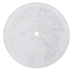 48" White Sheer Organza With Faux Fur Trim Christmas Tree Skirt
