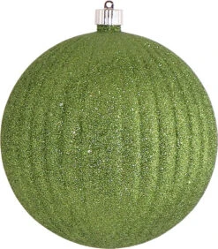 200MM Lime Green Shatterproof Ripple Glitter Ball Ornament