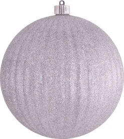 200MM Silver Glitter Shatterproof Ripple Ball Ornament