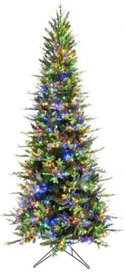 7.5' Manchester Spruce Power Pole Artificial Christmas Tree With Color-Changing LED Lights