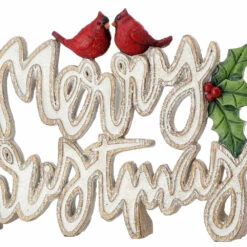 12" Resin Holly Merry Christmas Table Piece -Courtyard Home Furnishings Store 989257 2