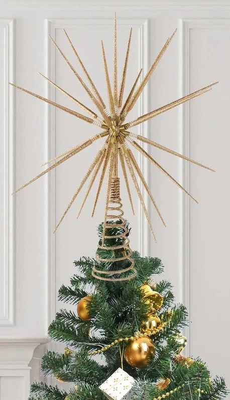16" Champagne Gold Starburst Foldable Tree Topper 2 16" Champagne Gold Starburst Foldable Tree Topper - Image 2