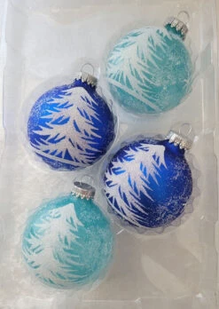 Set Of 4 Feathery Tree Glass Ornaments (Aqua/Blue) 7 Set Of 4 Feathery Tree Glass Ornaments (Aqua/Blue) -Courtyard Home Furnishings Store 991778 2