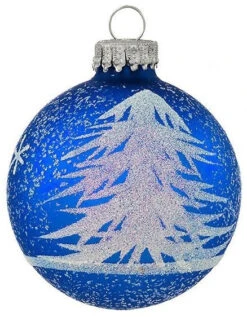 Set Of 4 Feathery Tree Glass Ornaments (Aqua/Blue) 6 Set Of 4 Feathery Tree Glass Ornaments (Aqua/Blue) -Courtyard Home Furnishings Store 991778 4