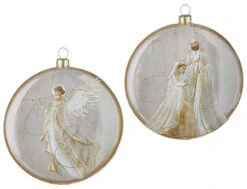 5.5" Holy Family/Angel Oval Disc Ornament