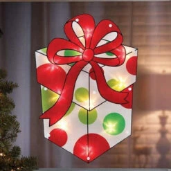 16" Christmas Present Lighted Shimmer Window Decoration Silhouette -Courtyard Home Furnishings Store 992340 4