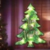 16" Joy & Peace Tree Christmas Shimmer Lighted Window Decoration Tree