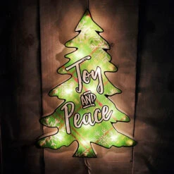 16" Joy & Peace Tree Christmas Shimmer Lighted Window Decoration Tree -Courtyard Home Furnishings Store 992341 4
