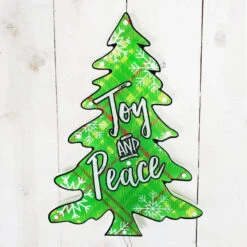 16" Joy & Peace Tree Christmas Shimmer Lighted Window Decoration Tree -Courtyard Home Furnishings Store 992341 5
