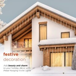 Set Of 10 Hanging Icicle Lights With Chasing Warm White LED Lights 10 Set Of 10 Hanging Icicle Lights With Chasing Warm White LED Lights -Courtyard Home Furnishings Store 992455 6