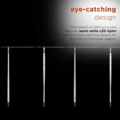 Set Of 10 Hanging Icicle Lights With Chasing Warm White LED Lights 11 Set Of 10 Hanging Icicle Lights With Chasing Warm White LED Lights -Courtyard Home Furnishings Store 992455 7