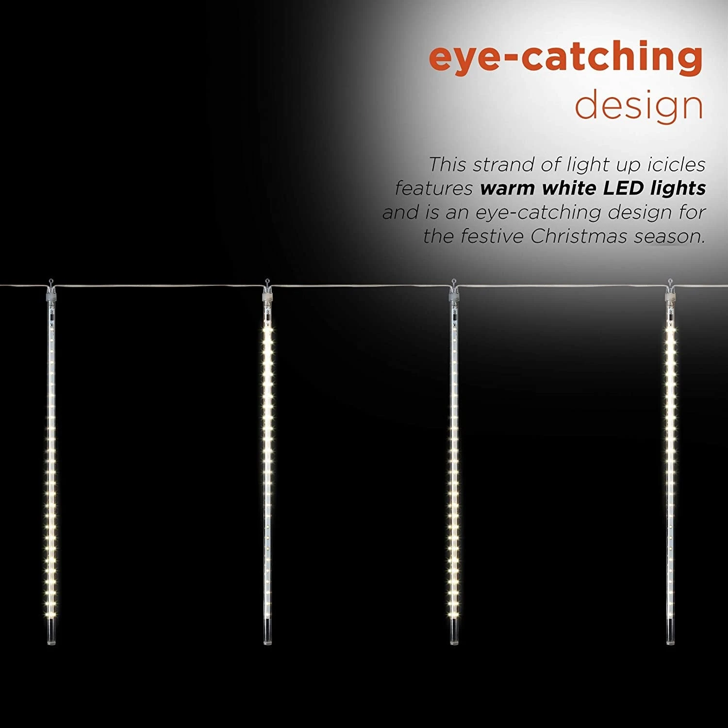 Set Of 10 Hanging Icicle Lights With Chasing Warm White LED Lights 5 Set Of 10 Hanging Icicle Lights With Chasing Warm White LED Lights - Image 5