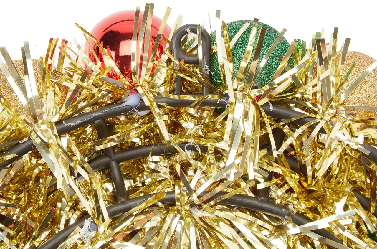 16" Red, Green & Gold Shatterproof Ornament Wreath 2 16" Red, Green & Gold Shatterproof Ornament Wreath - Image 2