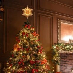 9.25" Pre-Lit Glitter Snowflake Tree Topper 5 9.25" Pre-Lit Glitter Snowflake Tree Topper -Courtyard Home Furnishings Store 992712 2