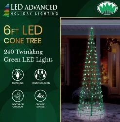 Set Of 2 Wire Cone Trees With Green Twinkling LED Lights -Courtyard Home Furnishings Store 992790 2310e7fb 6a22 40cf 8c4e 012d45edac6c