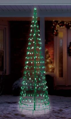Set Of 2 Wire Cone Trees With Green Twinkling LED Lights -Courtyard Home Furnishings Store 992791 2 5c2cb49c a84e 4c31 b650 1fb323643272