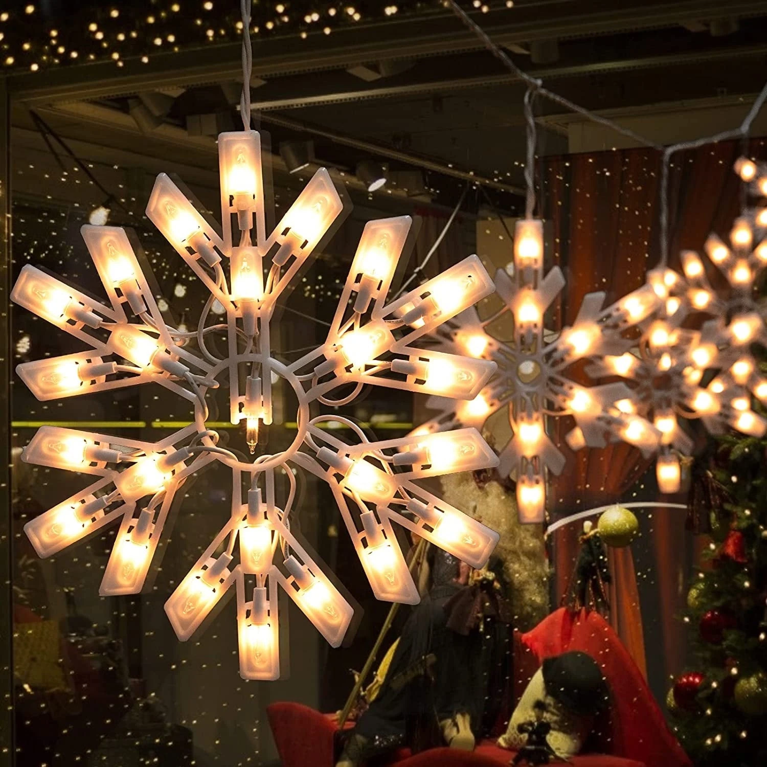 8-Function Warm White LED Snowflake Lights 2 8-Function Warm White LED Snowflake Lights - Image 2