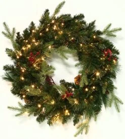 24" Norfolk Pine Wreath With 80 Battery-Operated Starry Lights 9 24" Norfolk Pine Wreath With 80 Battery-Operated Starry Lights -Courtyard Home Furnishings Store 992929 2