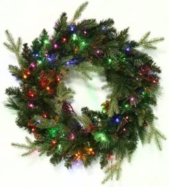 24" Norfolk Pine Wreath With 80 Battery-Operated Starry Lights 8 24" Norfolk Pine Wreath With 80 Battery-Operated Starry Lights -Courtyard Home Furnishings Store 992929
