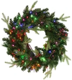 24" Norfolk Pine Wreath With 80 Battery-Operated Starry Lights