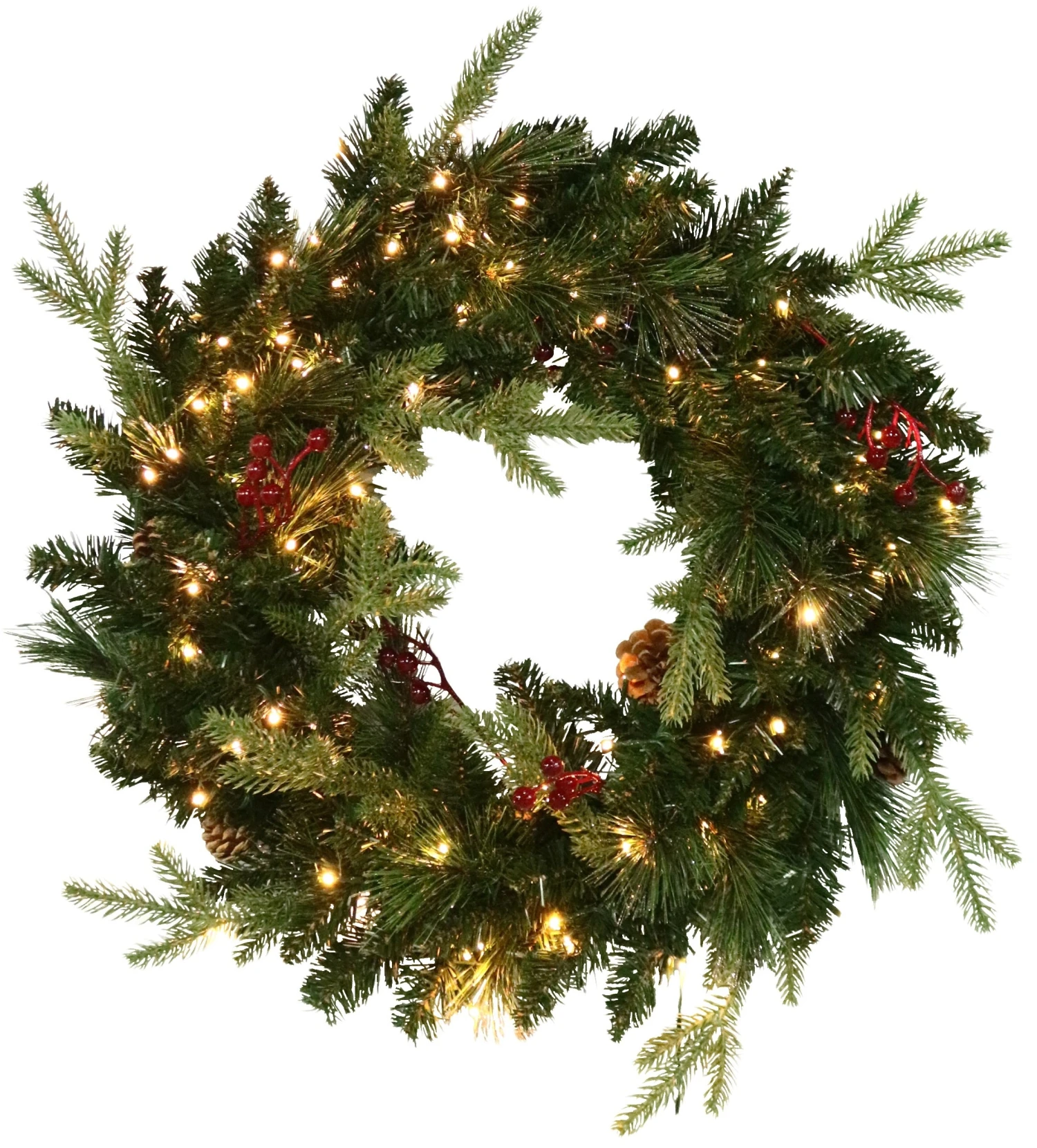 24" Norfolk Pine Wreath With 80 Battery-Operated Starry Lights 2 24" Norfolk Pine Wreath With 80 Battery-Operated Starry Lights - Image 2