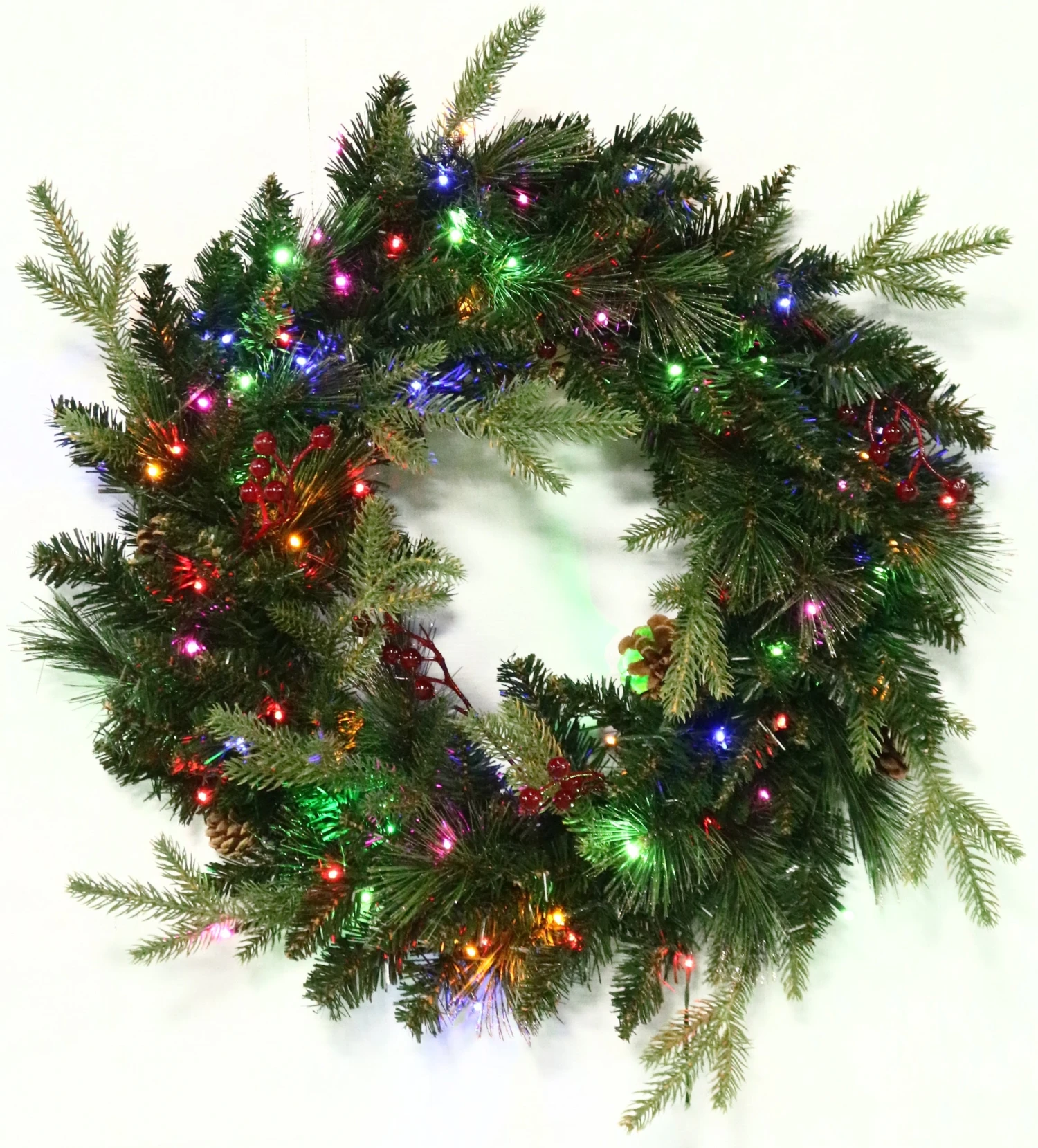 24" Norfolk Pine Wreath With 80 Battery-Operated Starry Lights 4 24" Norfolk Pine Wreath With 80 Battery-Operated Starry Lights - Image 4