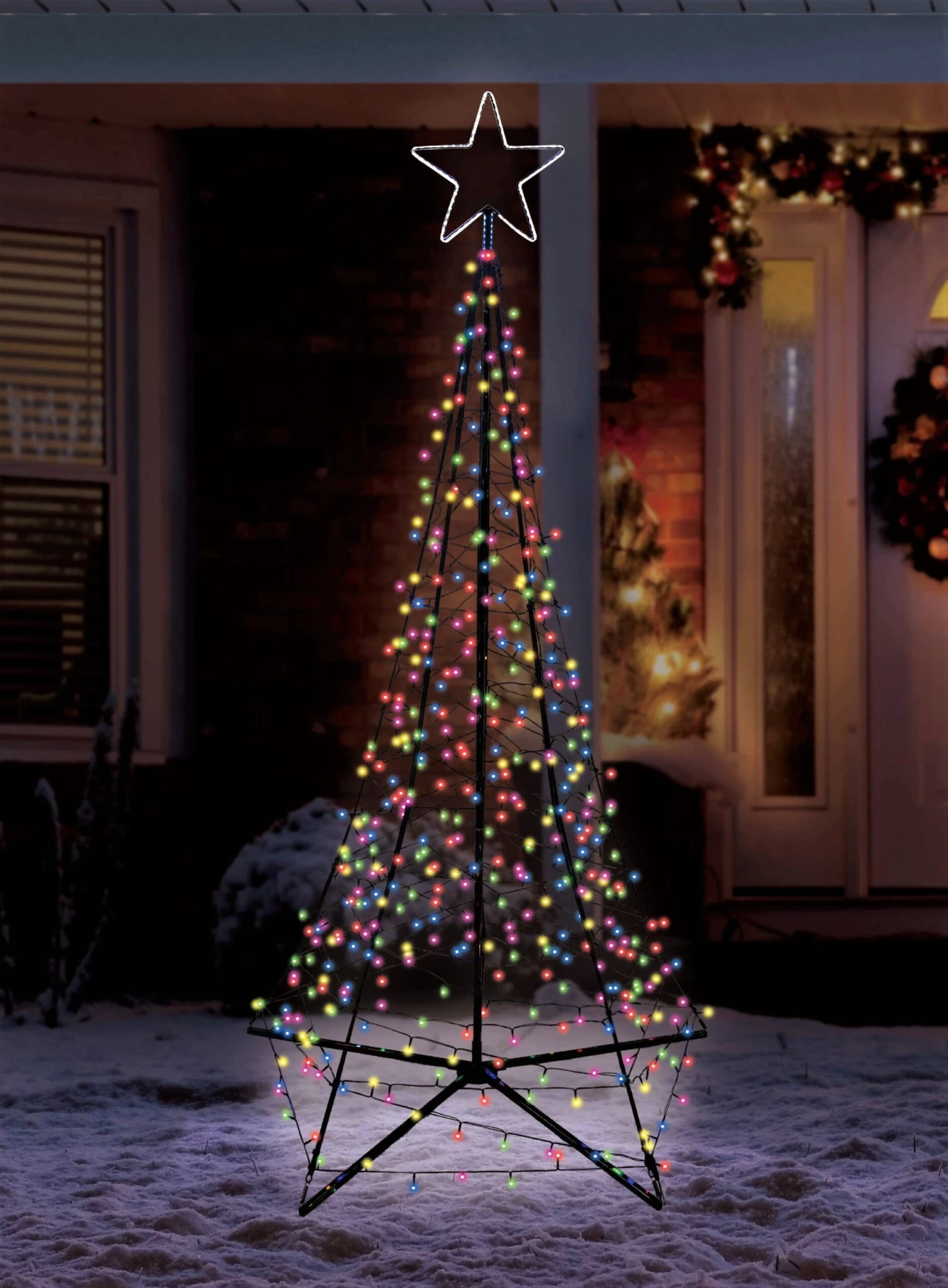 7' LED Spire Tree With Star Yard Art Decoration 1 7' LED Spire Tree With Star Yard Art Decoration