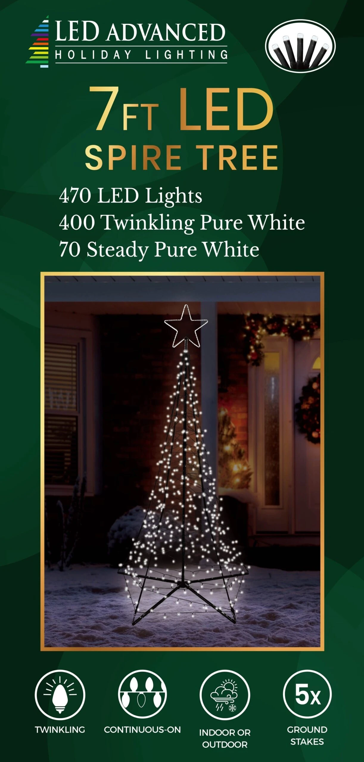7' LED Spire Tree With Star Yard Art Decoration 3 7' LED Spire Tree With Star Yard Art Decoration - Image 3