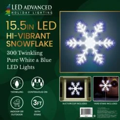 15.5" LED Hi-Vibrant Twinkling Snowflake Decoration