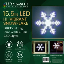 15.5" LED Hi-Vibrant Twinkling Snowflake Decoration