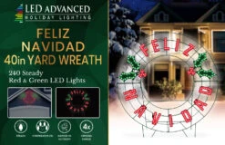 40" Feliz Navidad LED Yard Wreath -Courtyard Home Furnishings Store 993015 2