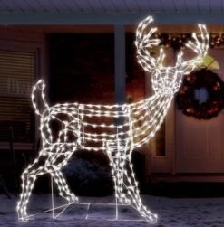 67" Twinkling Pure White LED Woodland Buck Wire Sculpture