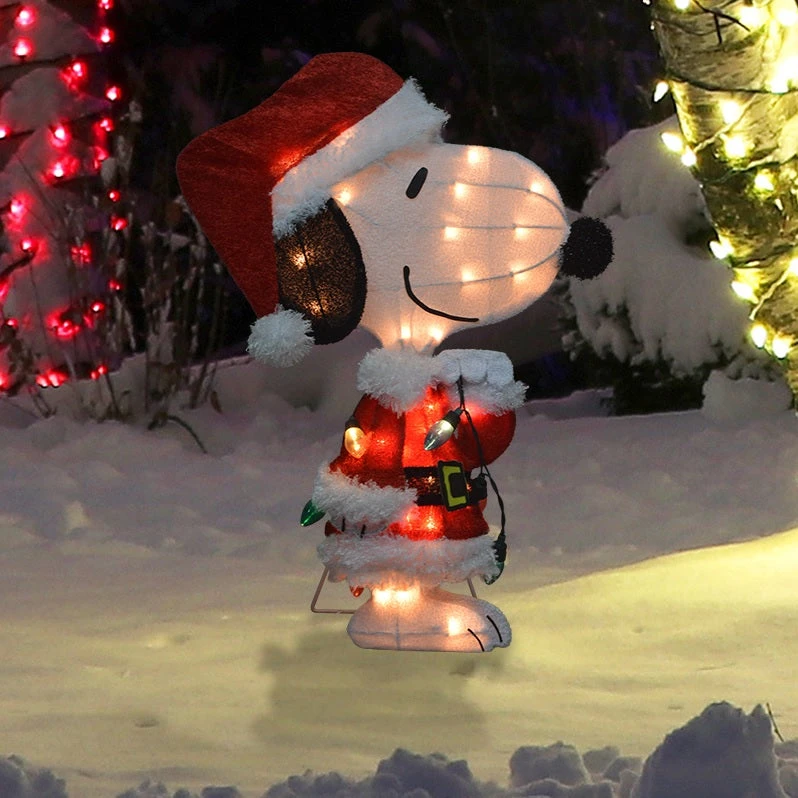 24" Peanuts® 2D Pre-Lit LED Snoopy In Santa Suit Yard Art 1 24" Peanuts® 2D Pre-Lit LED Snoopy In Santa Suit Yard Art