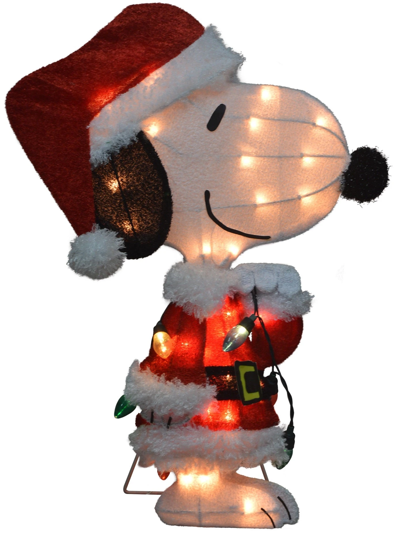 24" Peanuts® 2D Pre-Lit LED Snoopy In Santa Suit Yard Art 3 24" Peanuts® 2D Pre-Lit LED Snoopy In Santa Suit Yard Art - Image 3