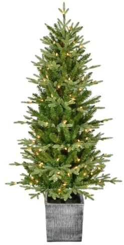 4.5' Dover Fir Pre-Lit Potted Artificial Tree