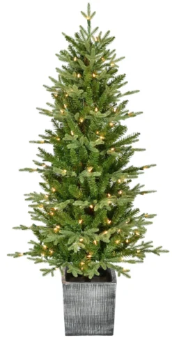 4.5' Dover Fir Pre-Lit Potted Artificial Tree