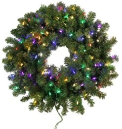 30" Tiffany Christmas Wreath Pre-Lit With 100 Multi-Colored LED Lights 7 30" Tiffany Christmas Wreath Pre-Lit With 100 Multi-Colored LED Lights -Courtyard Home Furnishings Store 993078