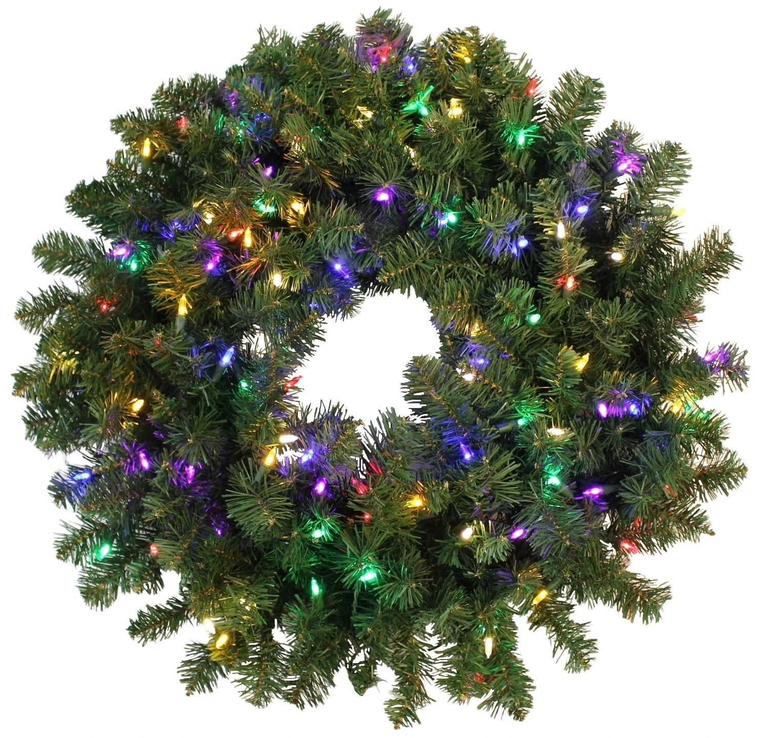 30" Tiffany Christmas Wreath Pre-Lit With 100 Multi-Colored LED Lights 1 30" Tiffany Christmas Wreath Pre-Lit With 100 Multi-Colored LED Lights
