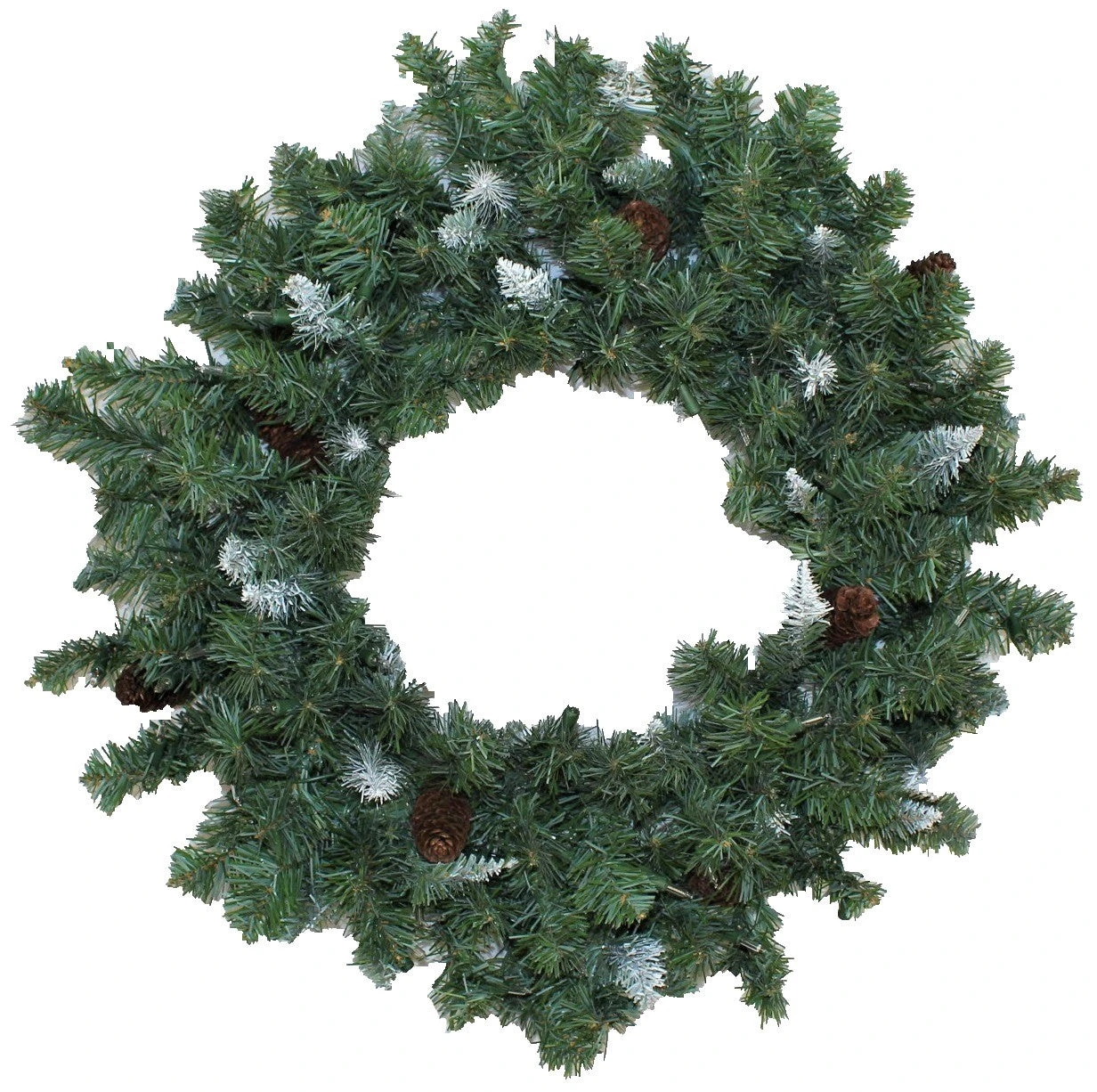 30" Pre-Lit Montana Wreath With White Tips And Pine Cones 3 30" Pre-Lit Montana Wreath With White Tips And Pine Cones - Image 3
