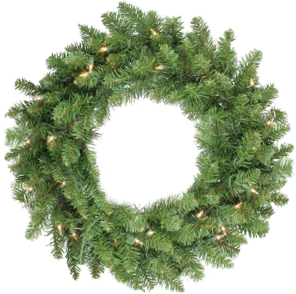 24" Canadian Pine Pre-Lit Artificial Christmas Wreath 2 24" Canadian Pine Pre-Lit Artificial Christmas Wreath - Image 2