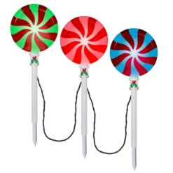 Set Of 3 LightShow® Multi-Colored Christmas Lollipop Pathway Markers 5 Set Of 3 LightShow® Multi-Colored Christmas Lollipop Pathway Markers -Courtyard Home Furnishings Store 993310 3